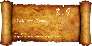 Klekler Irma névjegykártya