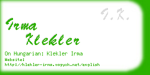 irma klekler business card